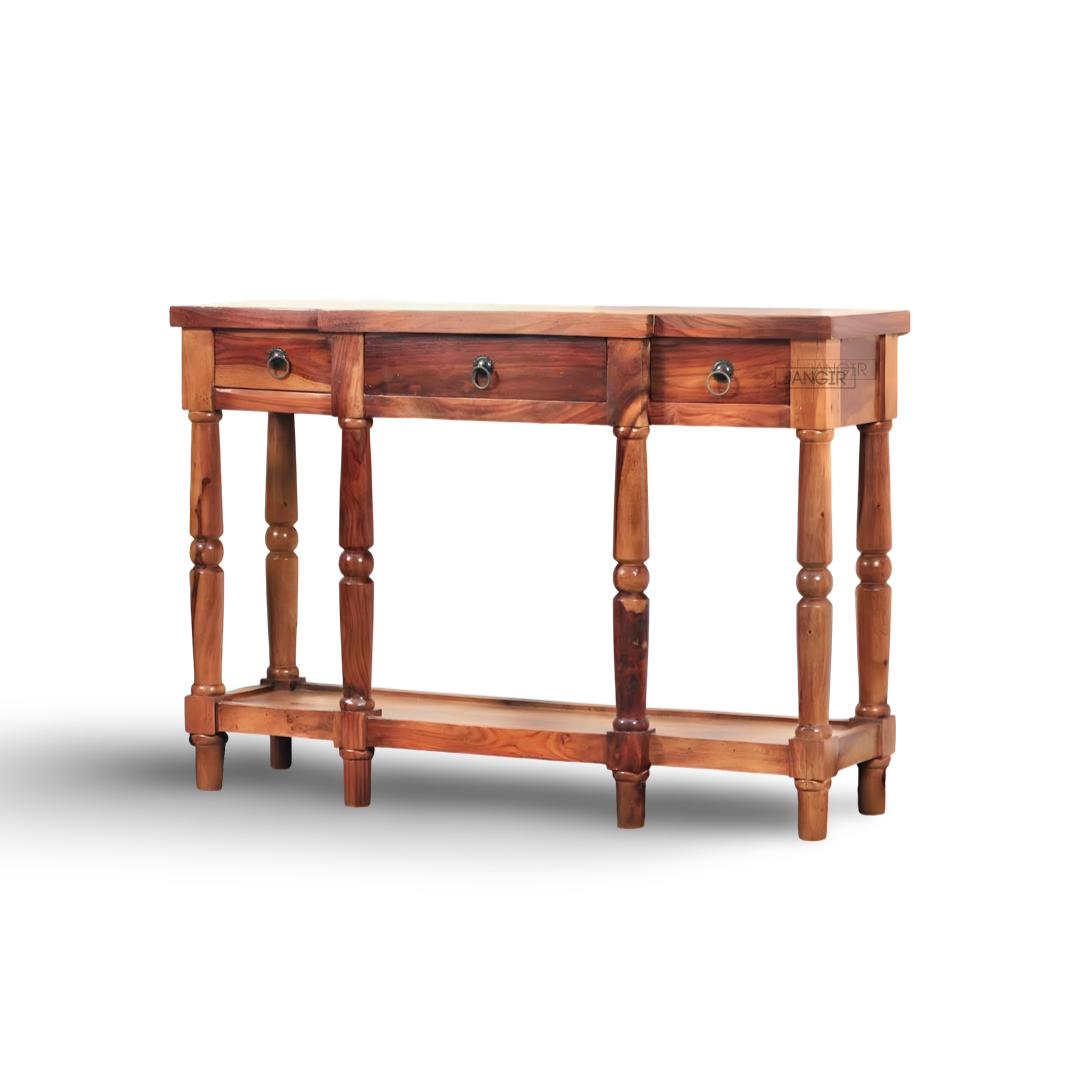 Rustic Solid Wood Console Table | Console Table with Drawers