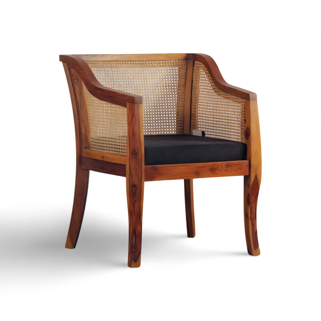 Discover the charm of natural wicker craftsmanship in our elegant cane chairs for living room, made with sheesham wood. Enjoy unmatched comfort and style for a timeless addition to your home decor!