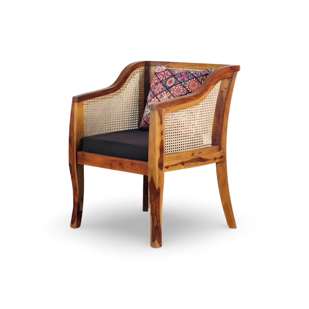 Discover the charm of natural wicker craftsmanship in our elegant cane chairs for living room, made with sheesham wood. Enjoy unmatched comfort and style for a timeless addition to your home decor!