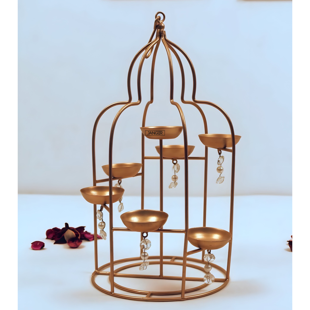 diya decoration - Elevate your Diwali decorations with our Diya Holder Tea Light Holder -Crafted from metal, Illuminate your space with multiple tea lights held by this versatile piece, Buy now