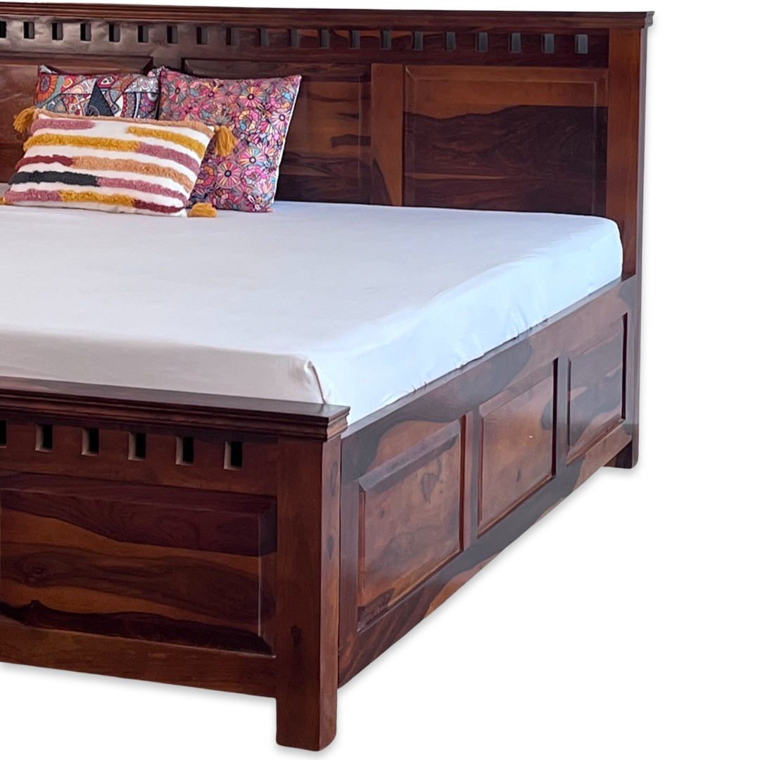 Looking for a spacious and durable bed? Our stunning selection of storage beds made from sheesham wood  near you in Bangalore. Stylish king and queen size options with ample storage space, Shop now!