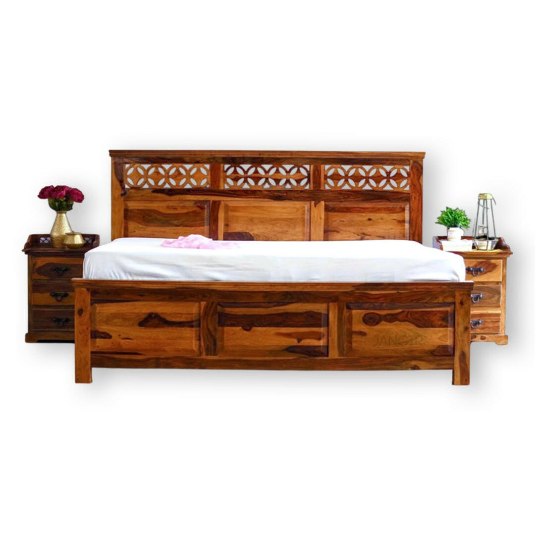 Shop our collection of designer beds near you in Bangalore. Choose from king size, queen size, and storage beds for a stylish and functional bedroom. Experience the beauty and durability of wooden bed
