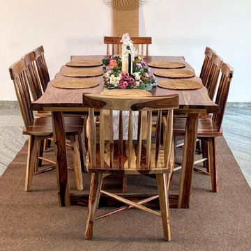 Diviner Live edge Eight Seater Dining Table Set