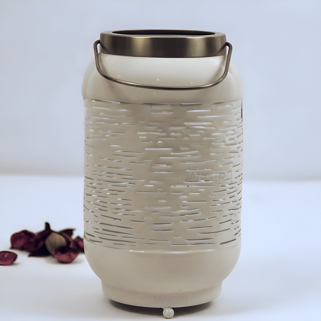 Pearl White Grill Candle Lantern