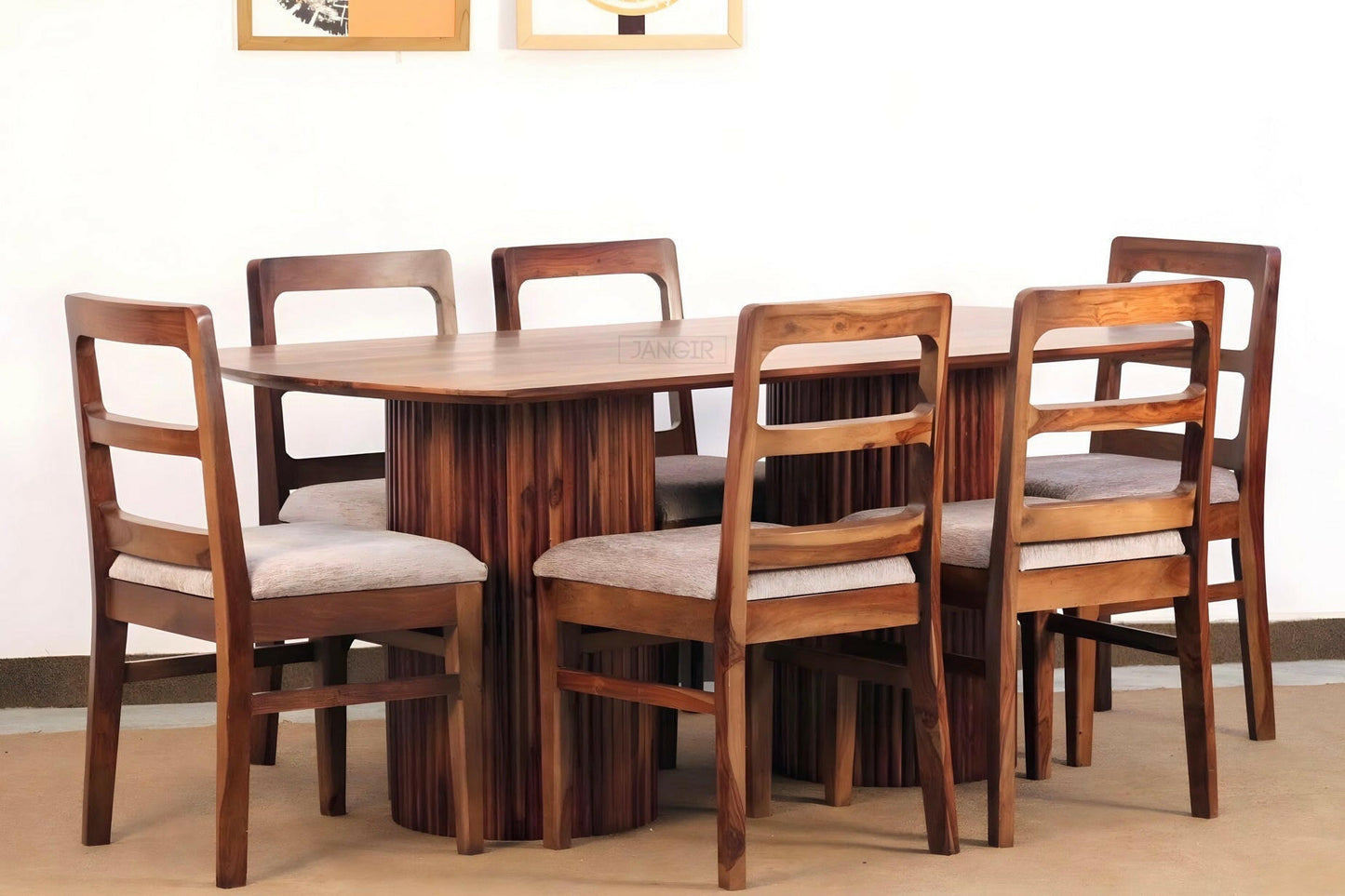 Looking for a modern and stylish dining table set? Check out our exquisite dining table set, crafted with sheesham wood, perfect for six-seater gatherings. Buy online or in-store at Bangalore today!