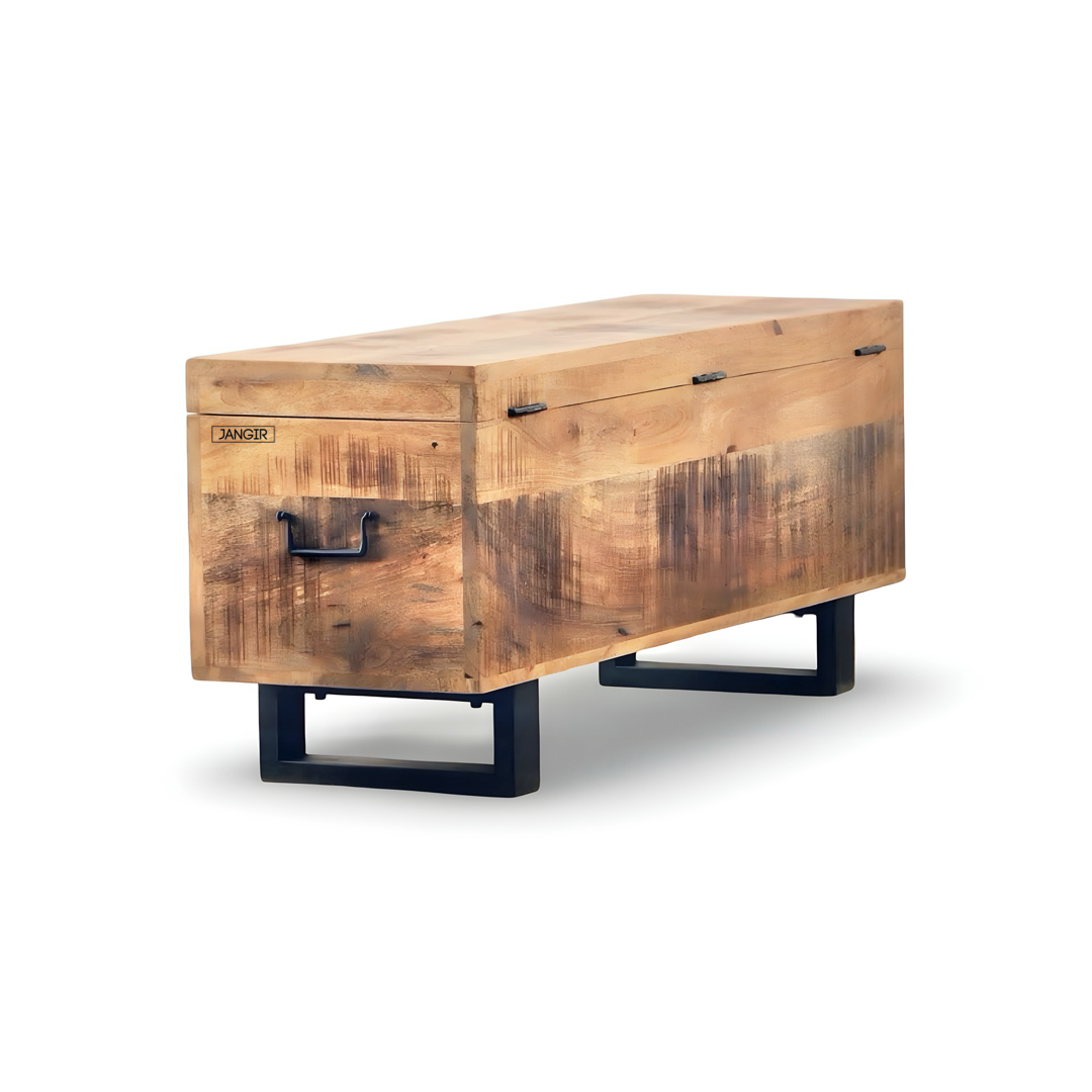 Discover the Larson Solid Wood Trunk Coffee Table, mango wood made design with ample storage. Shop wooden trunk table near you in Bangalore