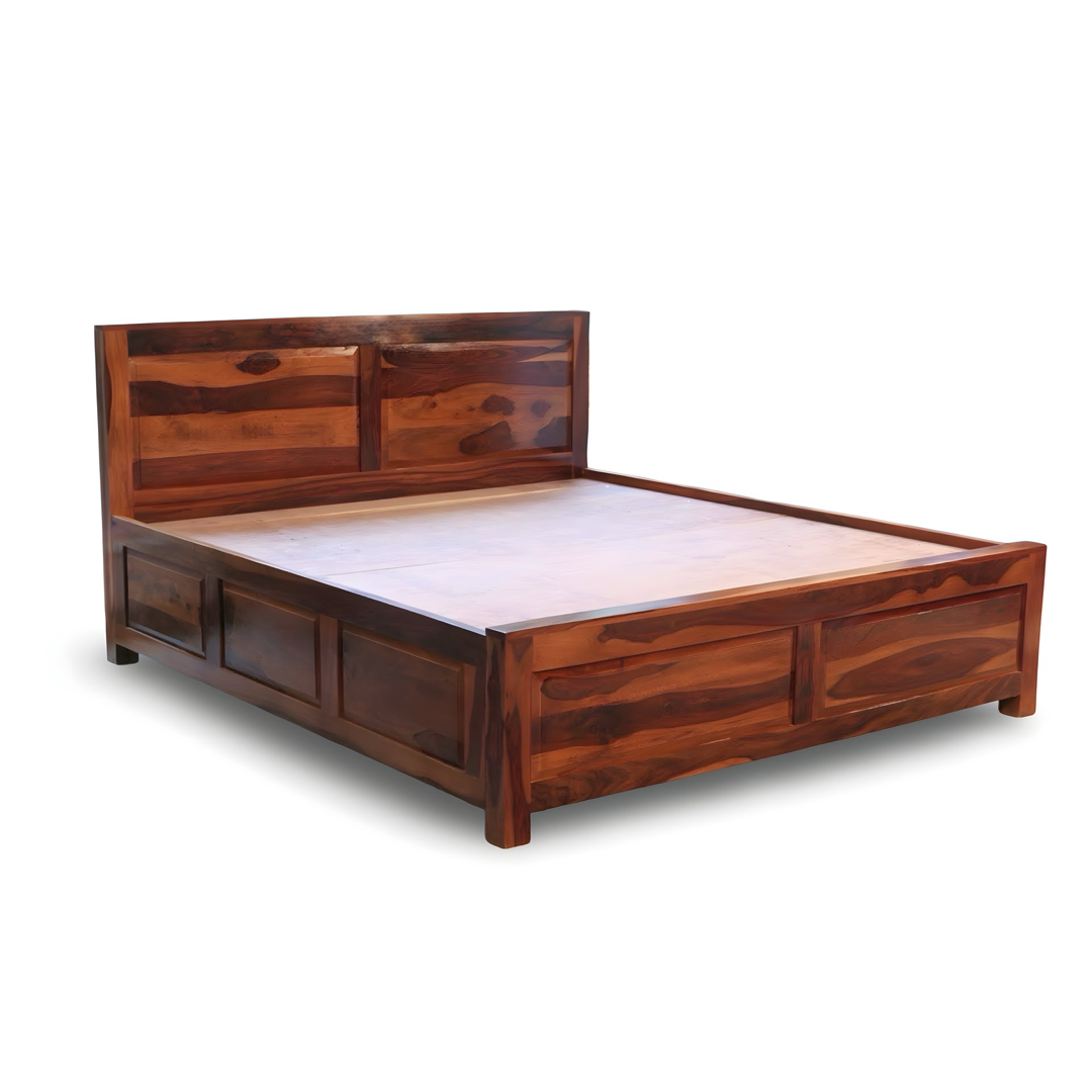 Discover the Dalla Sheesham Wood Storage Bed.  durable, elegant, available in king & queen sizes with storage. Shop now for best prices near you in Bangalore