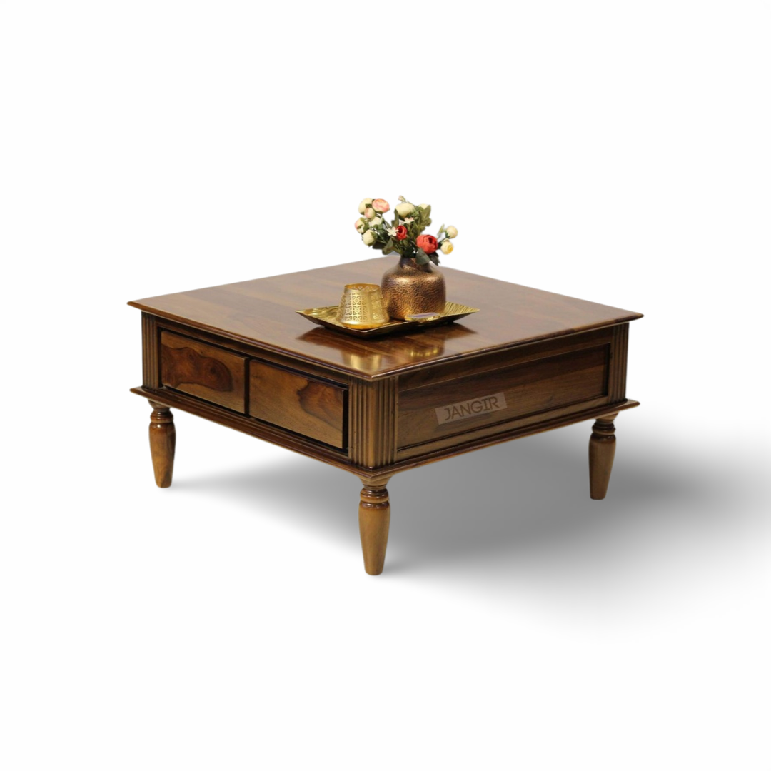 Upgrade your living room with a beautiful Roman style coffee table in Bangalore. Crafted from sheesham wood, this center table features convenient drawers for extra storage. Elevate your home Shop now