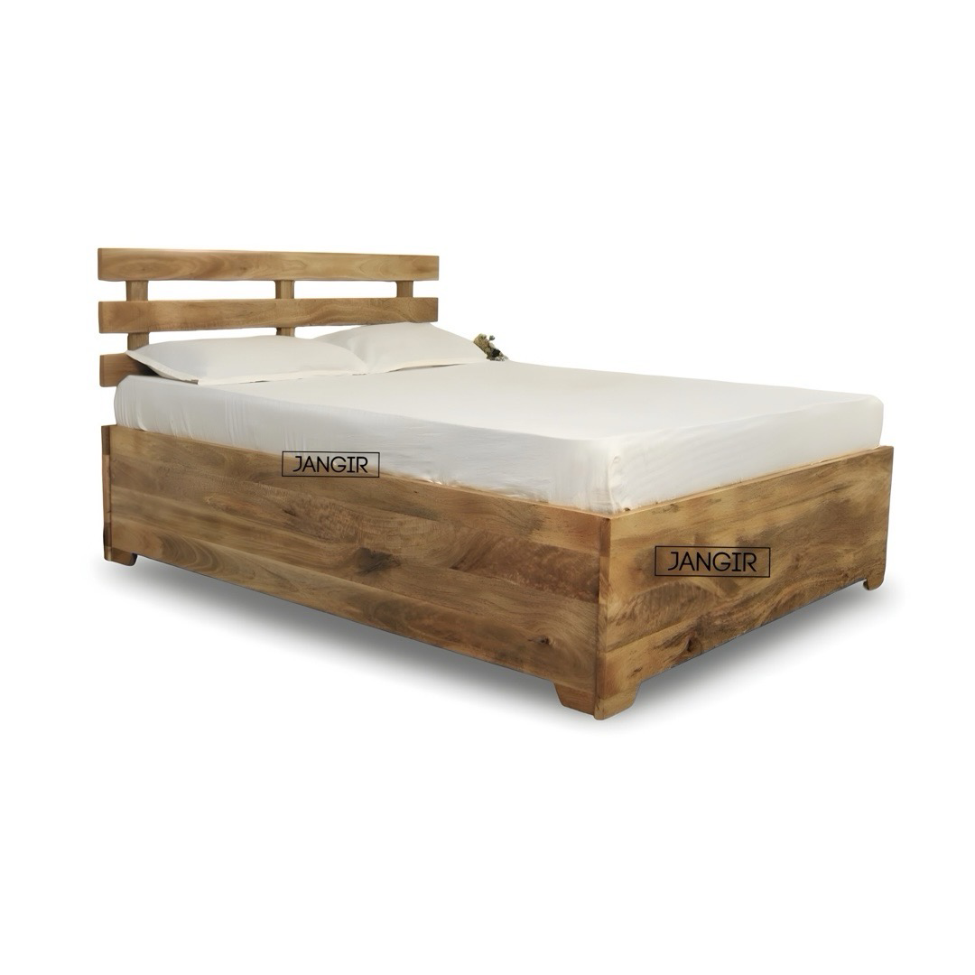 Elevate your bedroom with Sleeper solid wood storage bed, mango Wood made. Shop King and queen size modern affordable Wooden Beds near you in Bangalore today!