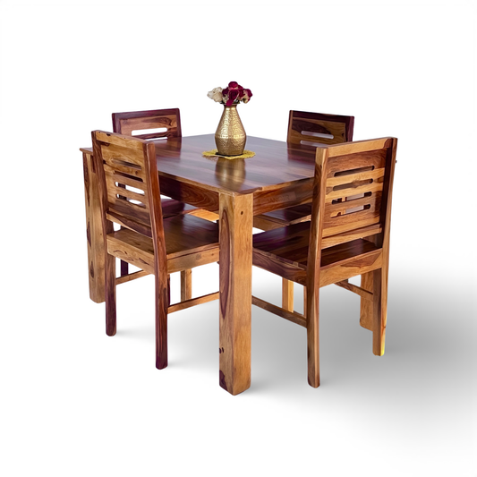 Discover our Apple Dining Table Set Four Seater perfect for you dining room ! Made from sheesham wood. Buy budget-friendly dining table near you in Bangalore