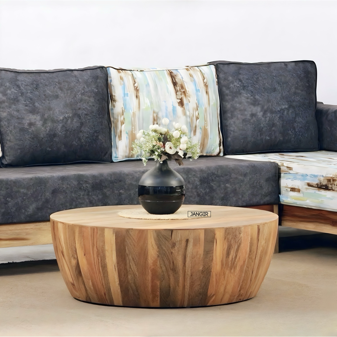 Discover the Hollow Round Coffee Table—durable mango wood, modern design. Elevate your living room now with lasting elegance. Shop near you in Bangalore