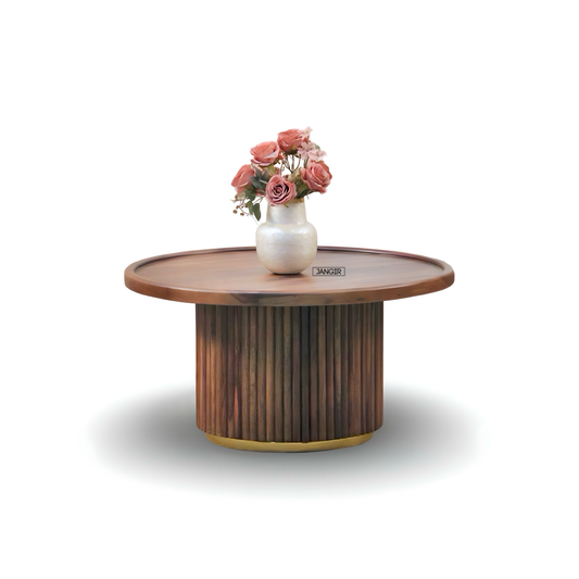 Enhance your space with our durable Fluted Round Coffee Table in Solid Sheesham wood. Shop modern coffee table near you in Bangalore for timeless elegance!