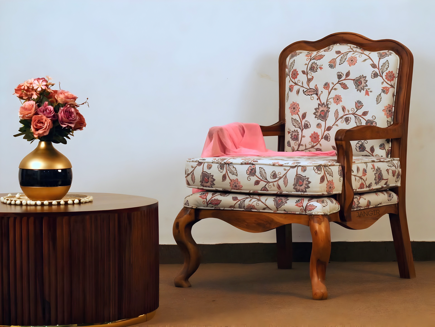Upgrade your Living room with our sheesham wood French Solid Wood Living Room Chair. Buy Wooden  accent chair for your living room near you in Bangalore !