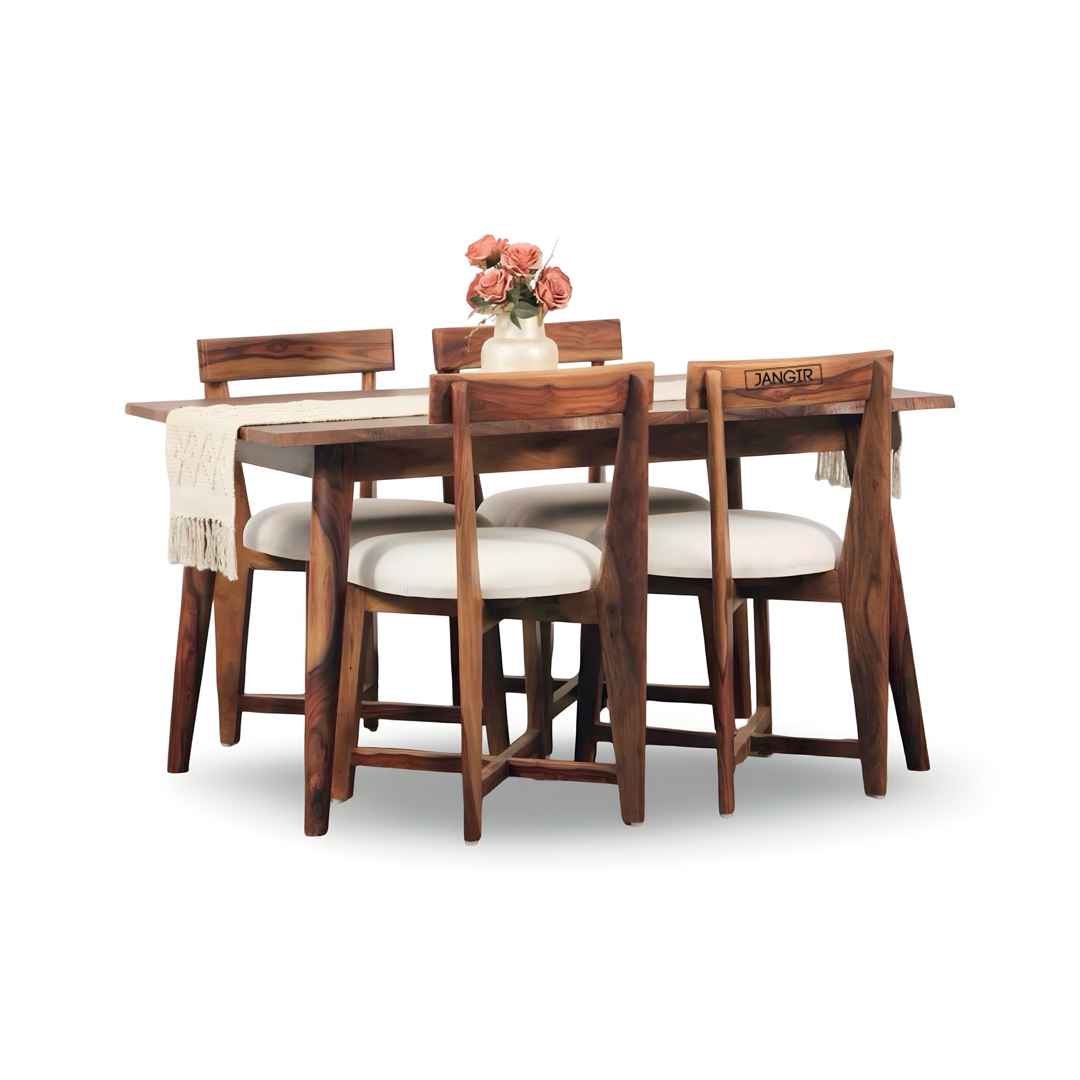 Discover our Darker Live Edge Dining Table Set, Sheesham Wood made. Shop durable and modern wooden dining table set for your dining room near you in Bangalore