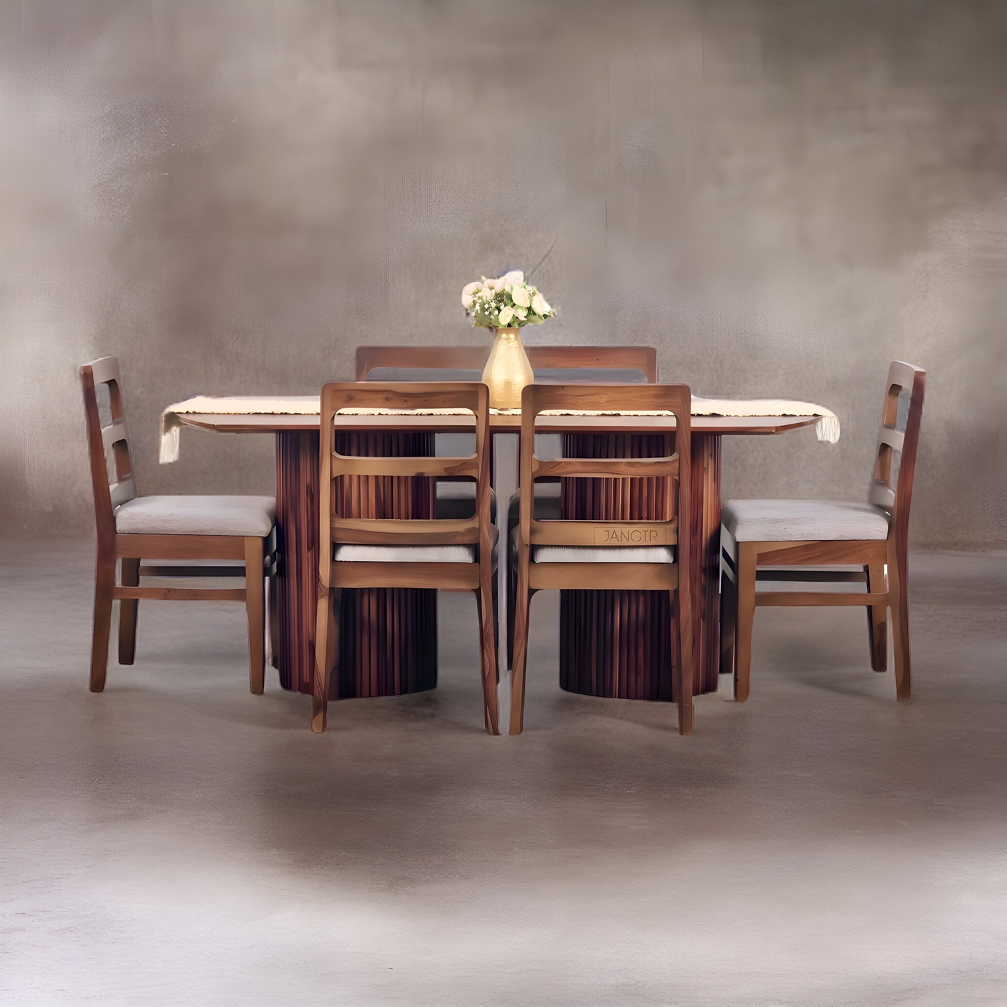 Looking for a modern and stylish dining table set? Check out our exquisite dining table set, crafted with sheesham wood, perfect for six-seater gatherings. Buy online or in-store at Bangalore today!