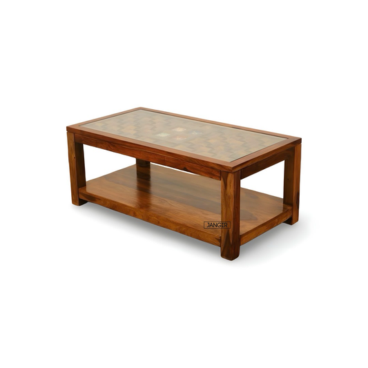 Discover the Niwar Tiles Coffee Table crafted from solid sheesham wood. Shop  Traditional Wooden Coffee Table near you in Bangalore!