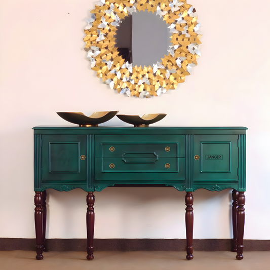 Create a statement in your living space with our Vintage Solid Wood Console Table made with Sheesham wood featuring storage space, Royal vintage style and a rustic finish. Buy now