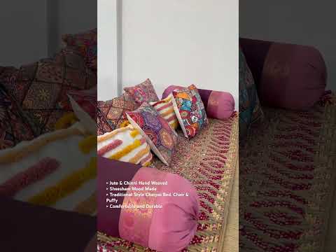 Upgrade your home with our Natural Jute Weave Charpai Bed, sheesham wood made. Buy wooden charpai khatiya for living or outdoor online or near you in Bangalore