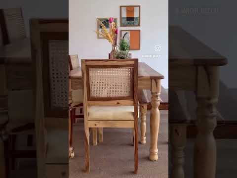 Elevate Your Dining room with our sheesham wood Nar Round Leg Dining Table With Cane Chairs. Buy Rattan-Wicker modern dining tables near you in Bangalore!