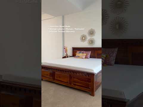 Upgrade your bedroom with our Solid wood kuber storage bed, made from sheesham wood. Shop Stylish king and queen size double beds near you in Bangalore !