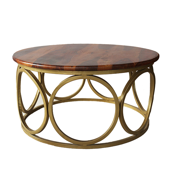 Transform your living area into a chic sanctuary with our designer coffee table with gold matt finish and timeless design made of sheesham wood. Elevate your space and enjoy coffee in style! Shop now
