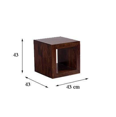 Cubical bed side table.