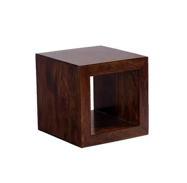 Cubical bed side table.