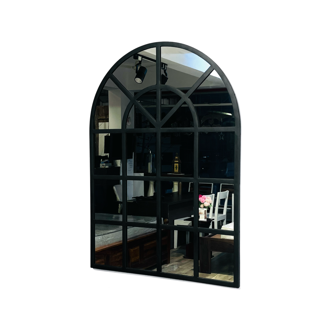 Elevate your home with our exquisite arched wall mirror reminiscent of classic window style. Add a touch of glamour and open up your space with the perfect metal accent for foyer or hallway. Shop now