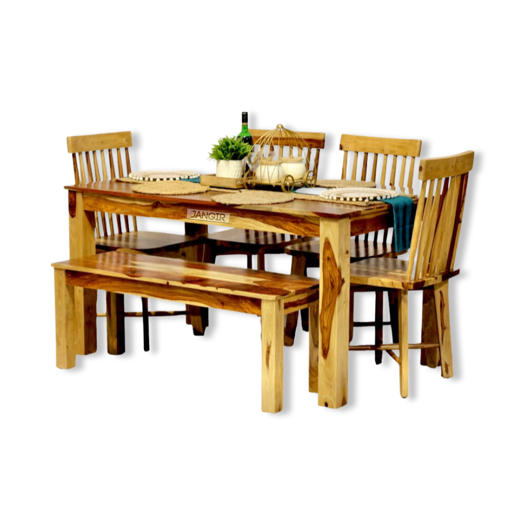Transform Your Space with a Classic Farmhouse Style Dining Table Set Made from solid Sheesham Wood. Ideal for Both Six and Four Seaters, Add a Elegance Touch to Your Home. Shop near you in Bangalore
