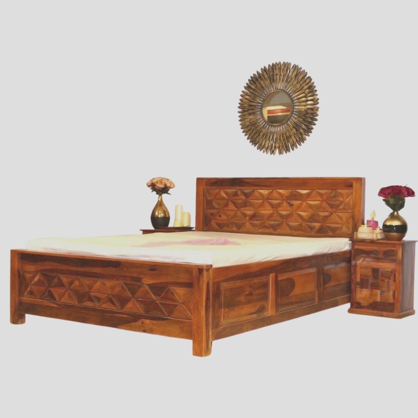 Discover exquisite designer wooden storage beds in king and queen sizes made from durable sheesham wood for durability and style. Upgrade your sleeping space now with ease, only near you in Bangalore!