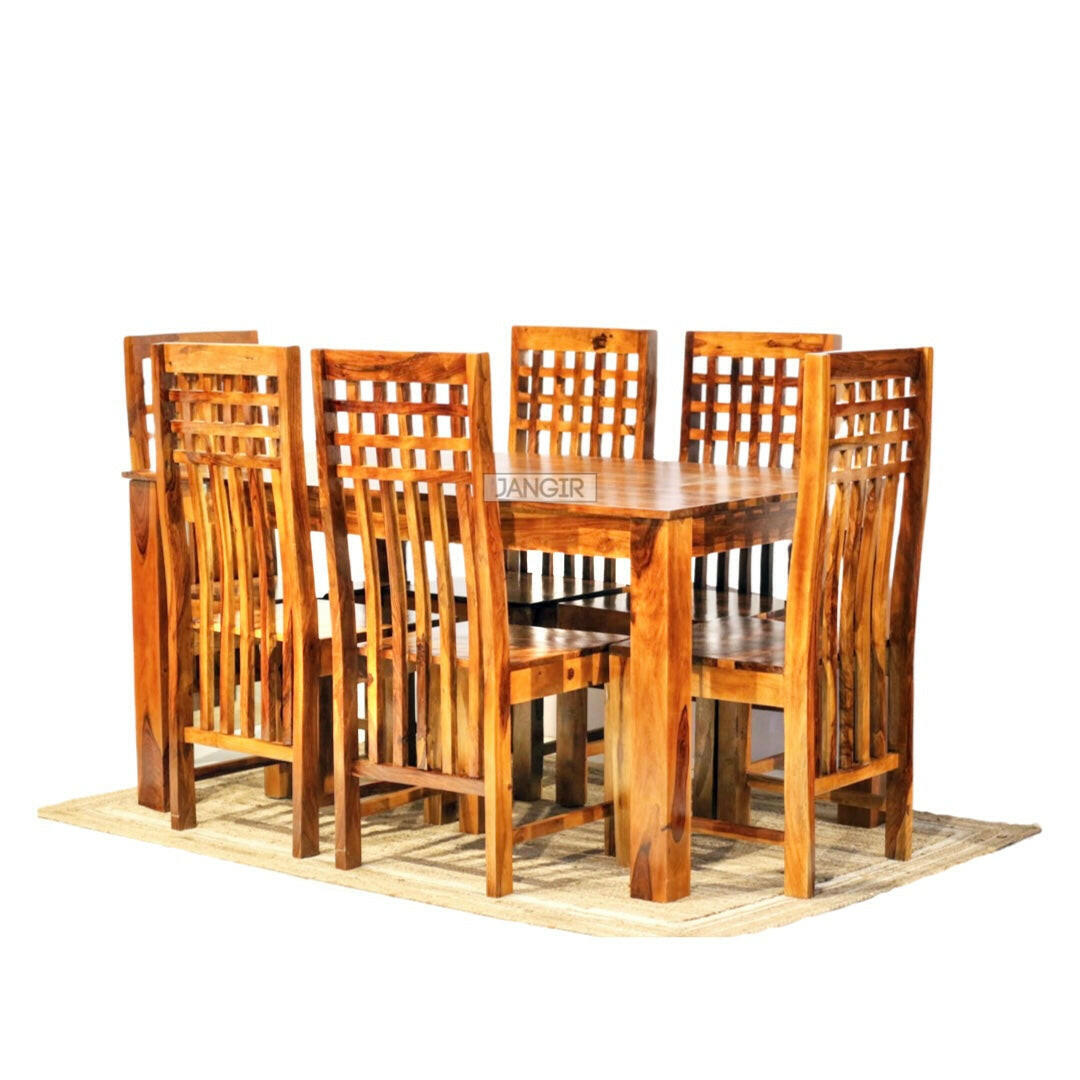 Elevate your dining experience with our Avan Solid Wood Dining Set Six Seater, made with sheesham wood. Shop our Budget friendly and durable six and four-seater dining table now!