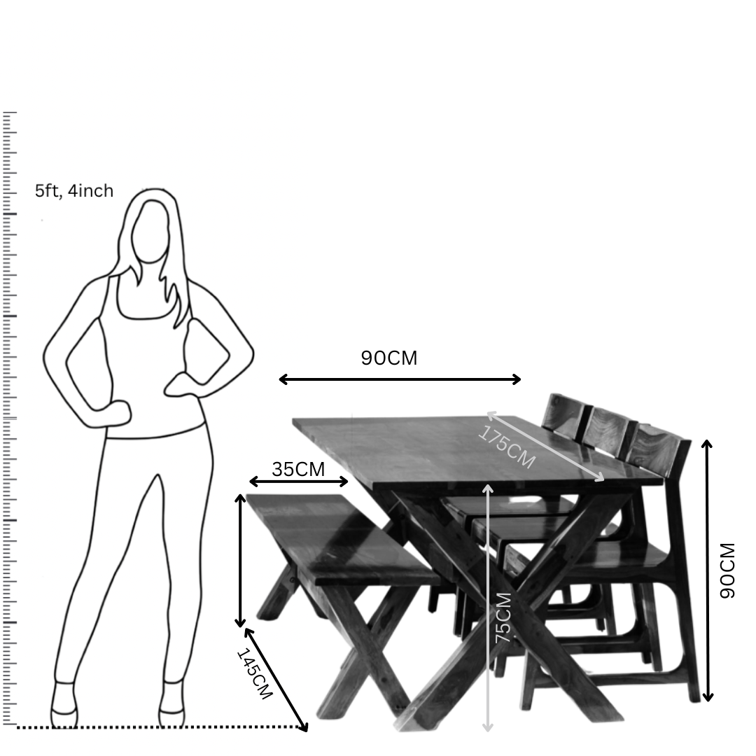 Liner Dining Set With Bench Space Saving Dining Table