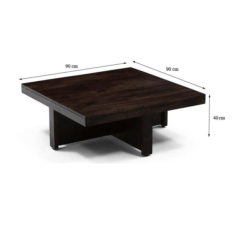 Village Solid Wood Coffee Table with stools