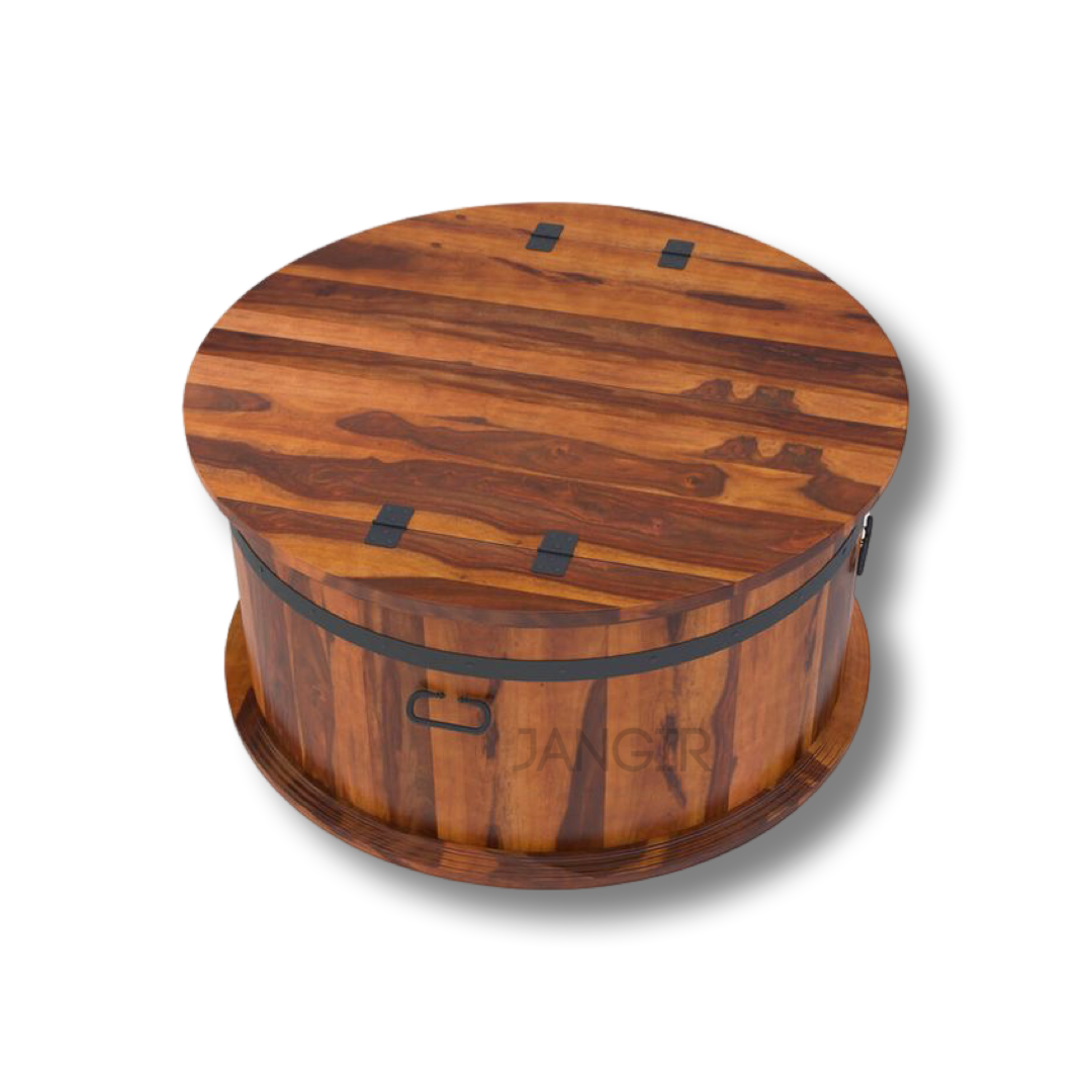 Elevate your living room with Our modern coffee table crafted from Sheesham wood is just what you need! This round center table offers ample storage for your belongings. Upgrade your living space now!