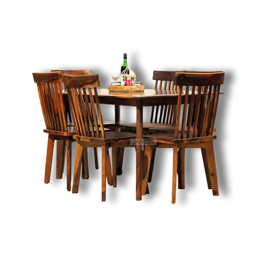 Upgrade  your dining space with our beautiful Alee Dining Set, crafted with Sheesham wood. Transform your space with this modern dining table set ! Buy online or in Bangalore now.