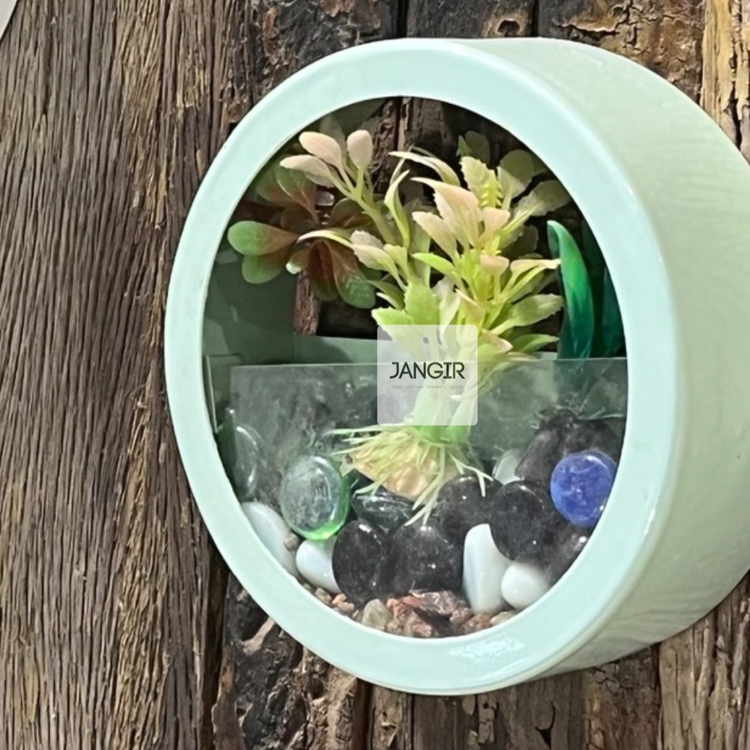 Metal wall terrarium planter.